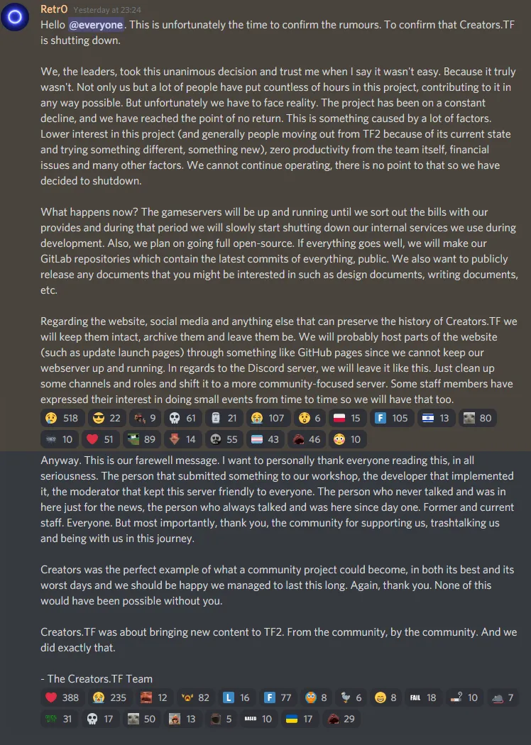 Shutdown announcement.